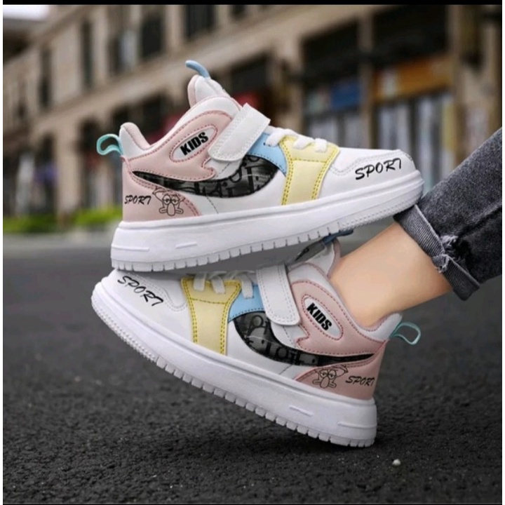 PROMO Sepatu Sneaker Anak-Anak JR Sports Terbaru Lucu Dan Trendy Pink Kuning