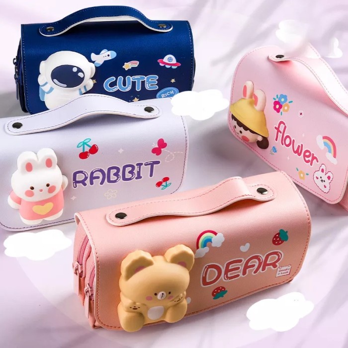 

Tempat Pensil Tempat Pensil Anak 3D Squishy Kotak Pouch Karakter Tahan Air Lucu
