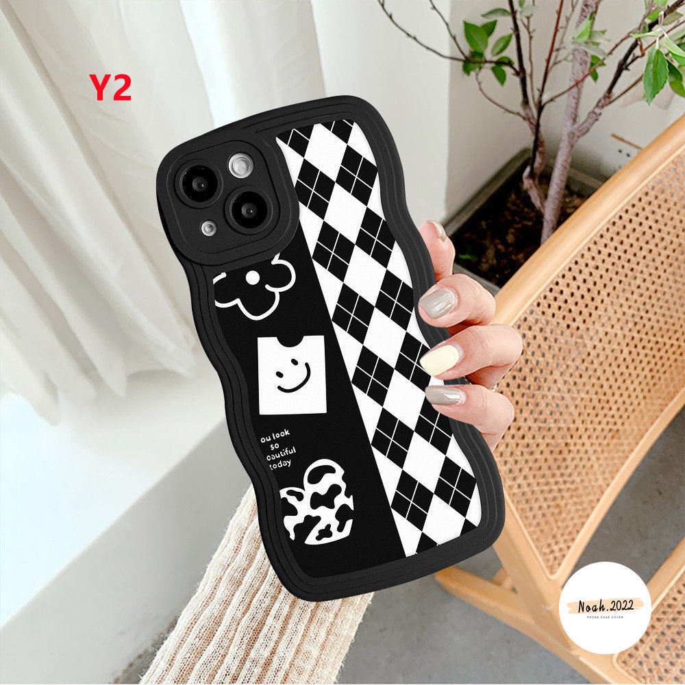 Case Oppo A17 A17 A17K A77 A57 A76 A96 A54 A74 A53 A33 A55 A16 A16s A16K A16E A15 A15s A12 A12E A7 A5s A3s A5 A9 A11K Reno 8Z 8 7Z 7 6 5 TPU Papan Catur Grid Wave Edge Soft Case Tempat Kotak Makan