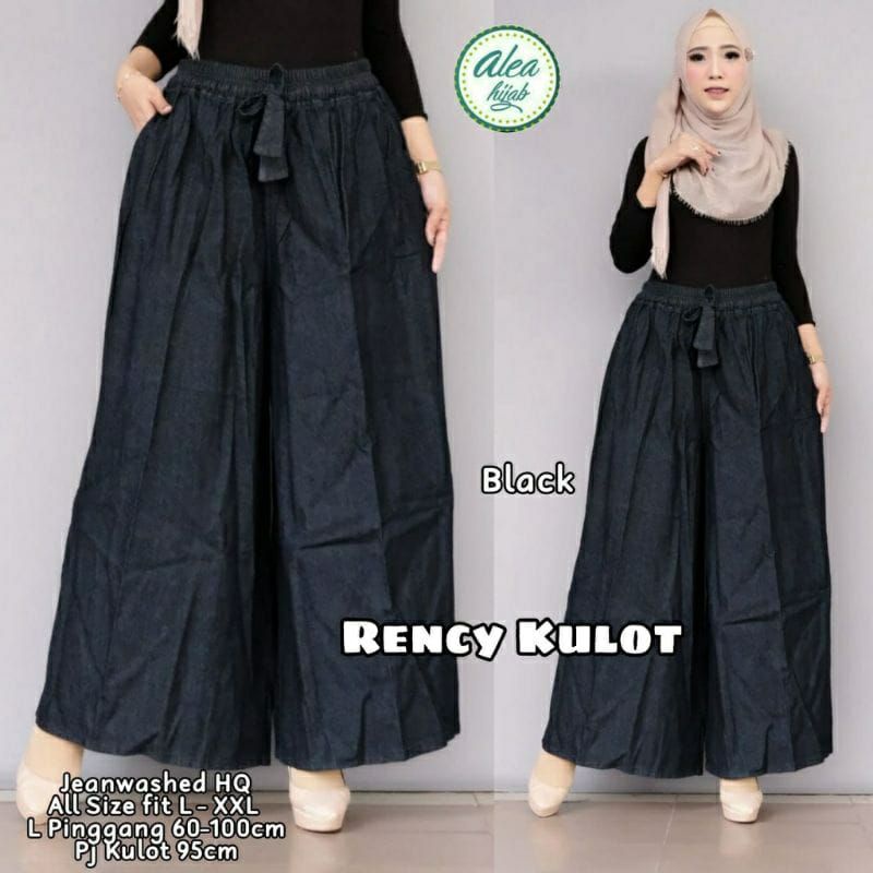 kulot jumbo celana jeans kulot wanita pinggang kolor big size