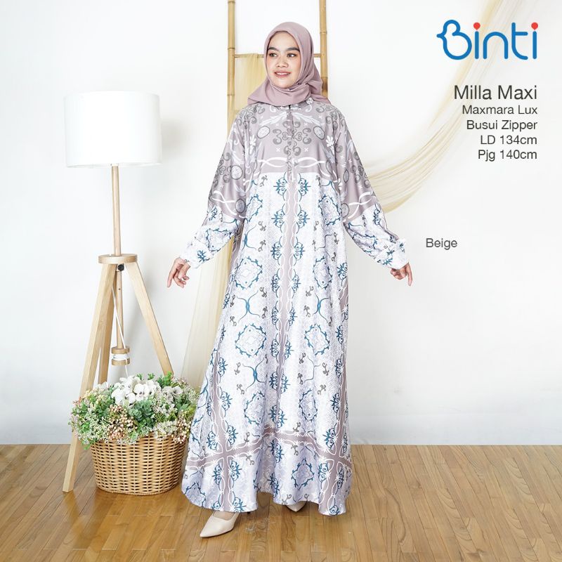 milla maxi gamis busui dress baju jumbo ori binti ld 134cm