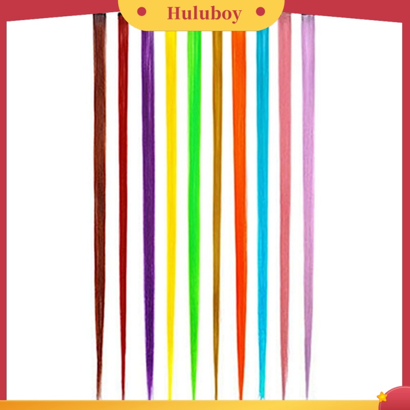 Rambut Extensions Sintetis Model Panjang Lurus Warna-Warni Untuk Wanita