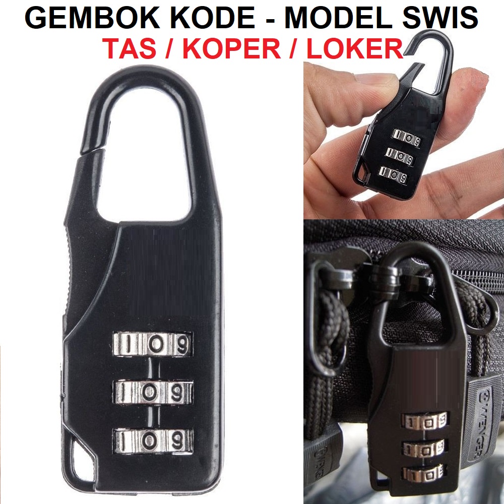 Gembok Kode Model Swiss Army Tas Ransel Zipper Travel Koper Loker