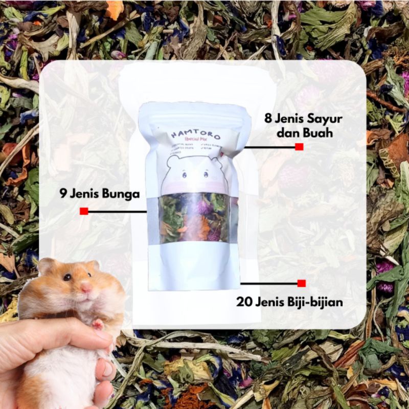 Hamtoro Special Mix - Flower and Herbs Makanan Treats Hamster Forage