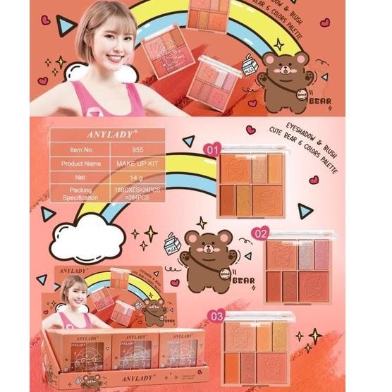 Stok baru--(ECER)ANYLADY Soft Eyeshadow LOVE Unicorn/ Cute Bear