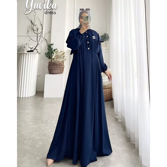 Gamis Kekinian Terbaru 2022 Viral Yuvika Dress (FREE BROSS) Baju Wanita Jumbo Busui Friendly Outfit Kondangan Matt Crinkle AirFlow