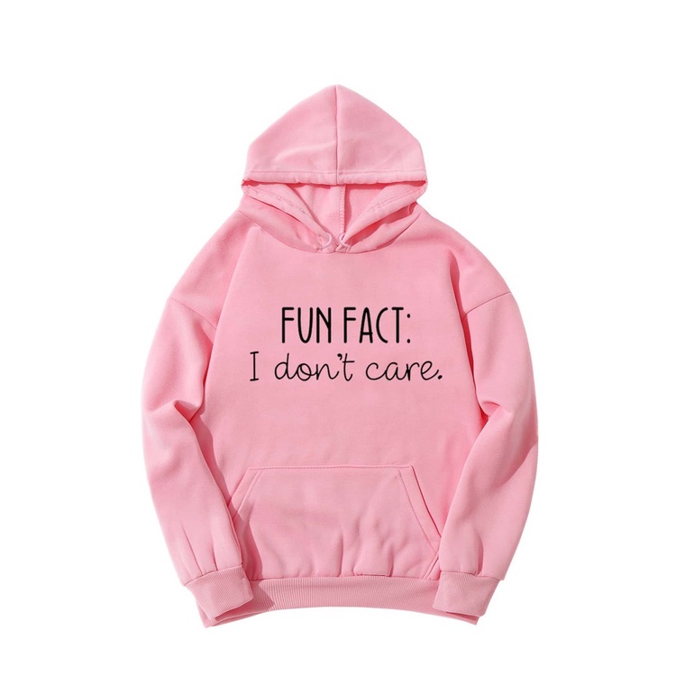 FUN FACT I Dont care Jumper Hoodie II  Sweater Hoodie Trendy II Sweter Oblong Topi Sz M - XL ( Pria &amp; Wanita / Anak &amp; Dewasa )