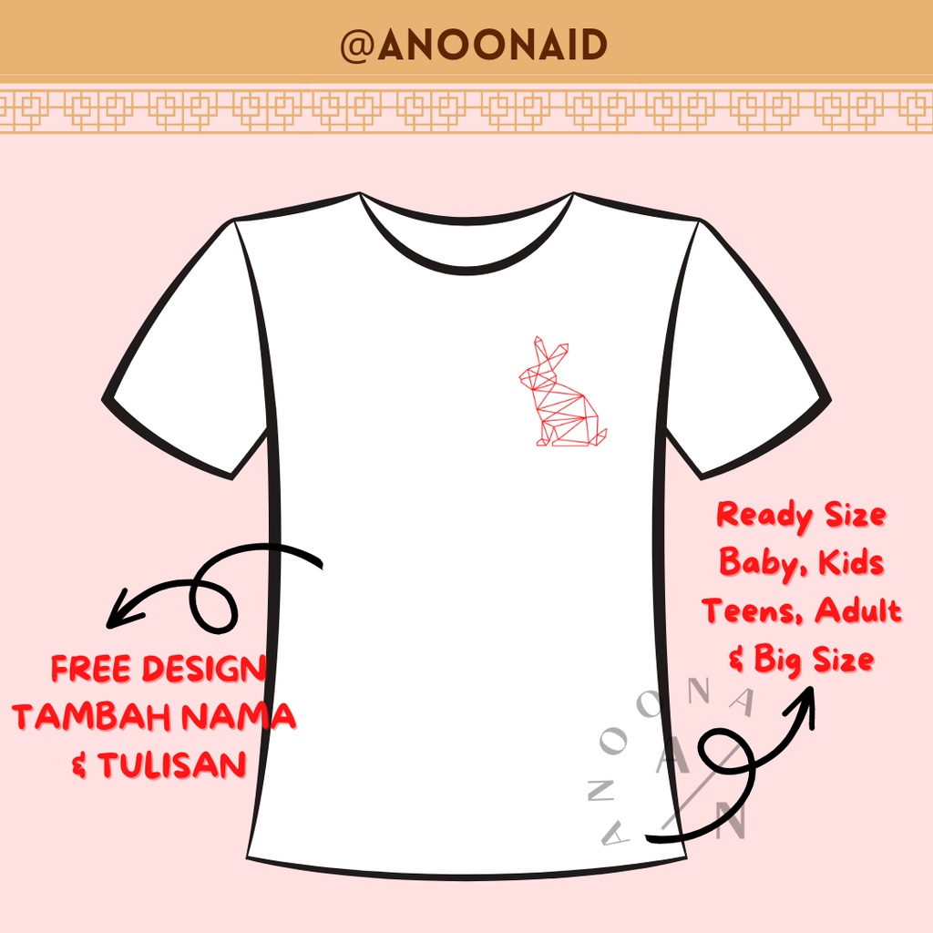 Baju Kaos Edisi Imlek Bayi Anak Dewasa Chinese New Year 2023 Series Bahan Katun Combed 30s unisex ce