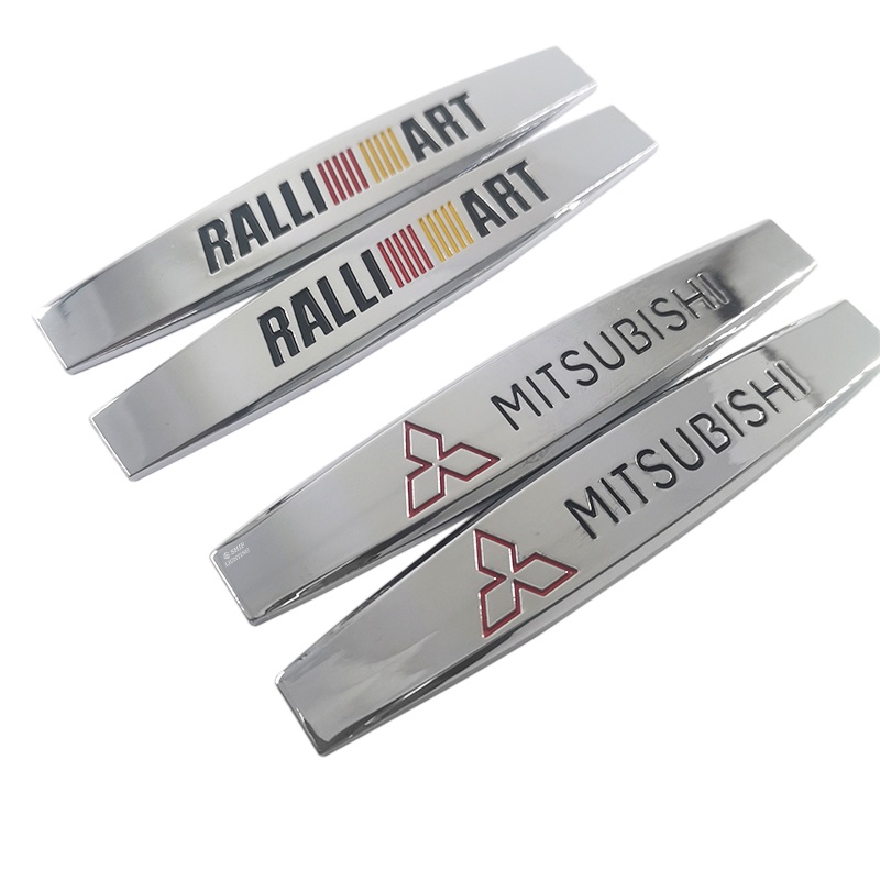 2x Metal RALLIART Mitsubishi Logo Mobil Auto Decorative Emblem Sticker Badge Decal Untuk Mitsubishi RALLIART