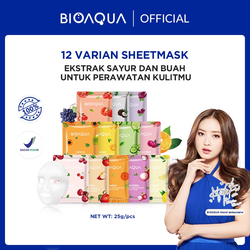 BIOAQUA sheet mask Hydrating Essence face Mask Brightening Moisturizing skin care anti aging / VEGETABLE &amp; FRUIT SHEET MASK NEW SERIES BIOAQUA | Mask Biji Buah - Masker Wajah