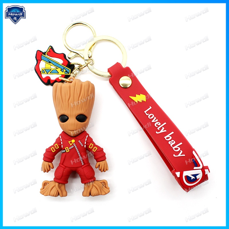 Gantungan Kunci Avenger Alliance Groot Tree Man Raccoon Keychain Animasi Liontin Gantungan Kunci Mobil