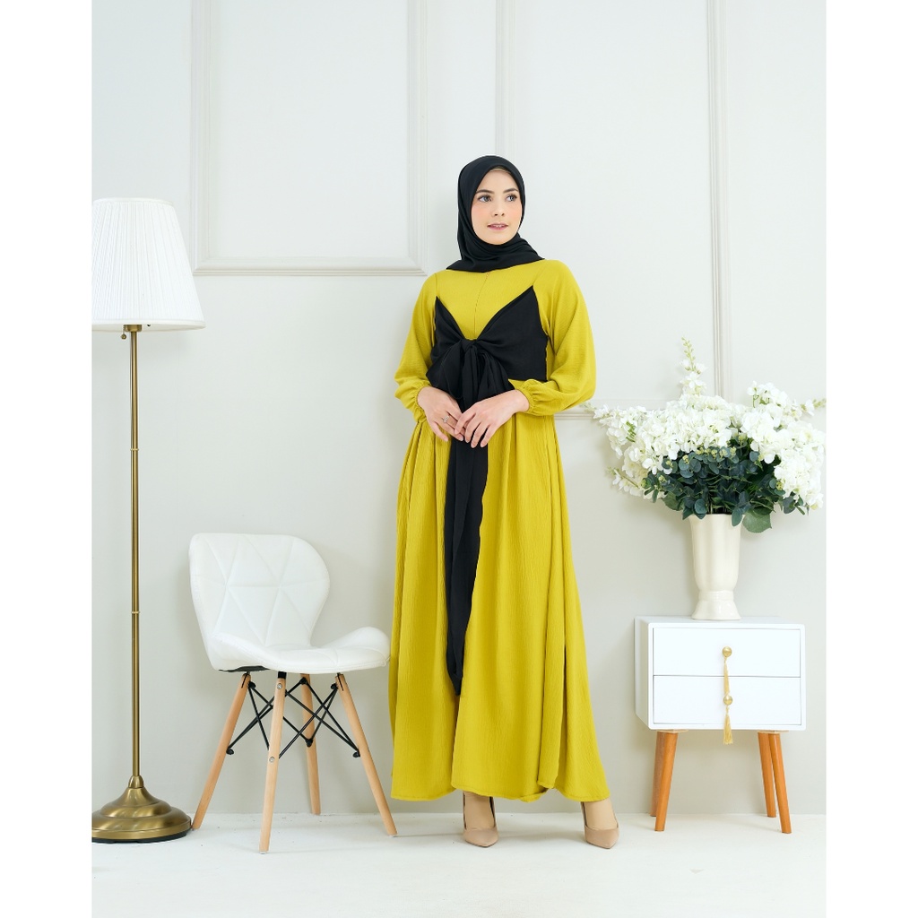 GAMIS LESTY KOMBINASI TALI BAHAN CRINKLE AIRFLOW TERBARU