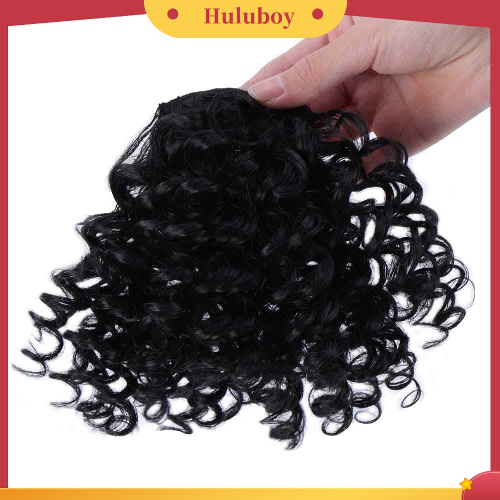 Wig Poni Rambut Extension Keriting Warna Hitam Tahan Panas Untuk Wanita