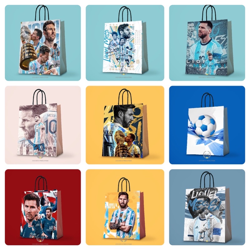 

Paperbag Football World Cup Messi Tas Kado Tas Kertas Hampers Ulang Tahun Goodie Bag