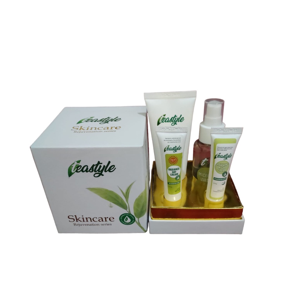Teastyle Skincare / Skin Care Original Paket Lengkap, Micellar Water, Facial Wash, Brightening Dar Cream, Reviving Night Cream