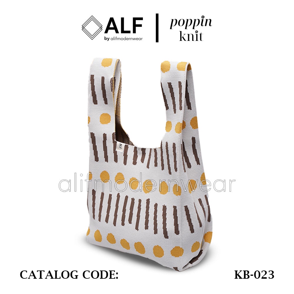 ALIF TAS BELANJA RAJUT POPPIN KNIT GROCERY BAG - KINTSUGI WHITE ( KB-023 )