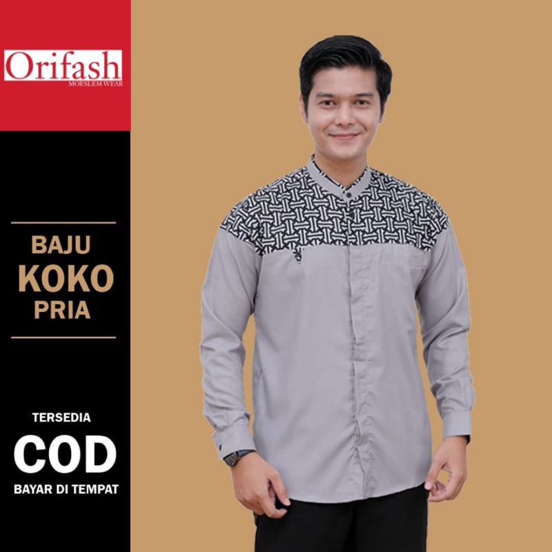 Baju koko pria lengan panjang terbaru 2023 dewasa koko putih jumbo premium