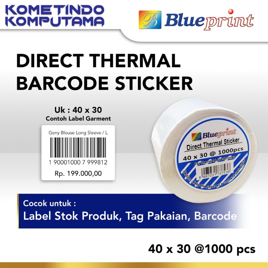 40x30x1 Line Isi 1000 Direct Thermal Sticker / Label Stiker BLUEPRINT 40x30x1 Line Isi 1000