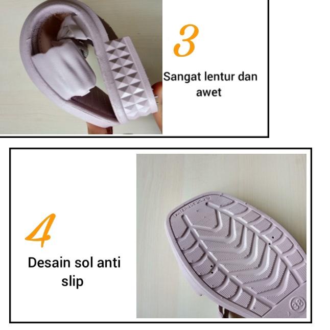 お gos NEW ERA LB 10047 Sandal Wanita Kerut Tali Belakang Sandal Slop Wanita Karet Sandal Wanita Casu