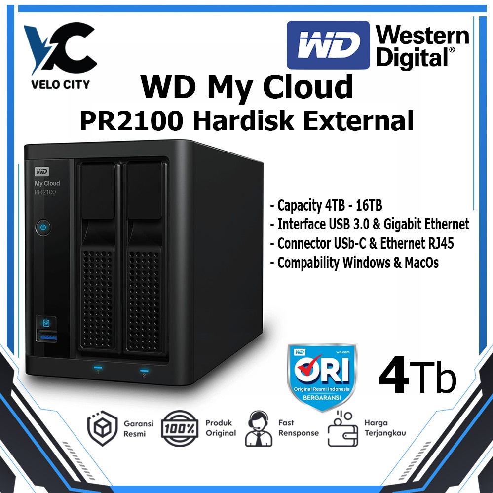 WD My Cloud Pro PR2100 4TB 8TB 12TB 16TB Harddisk External USB 3.0 MYCLOUD