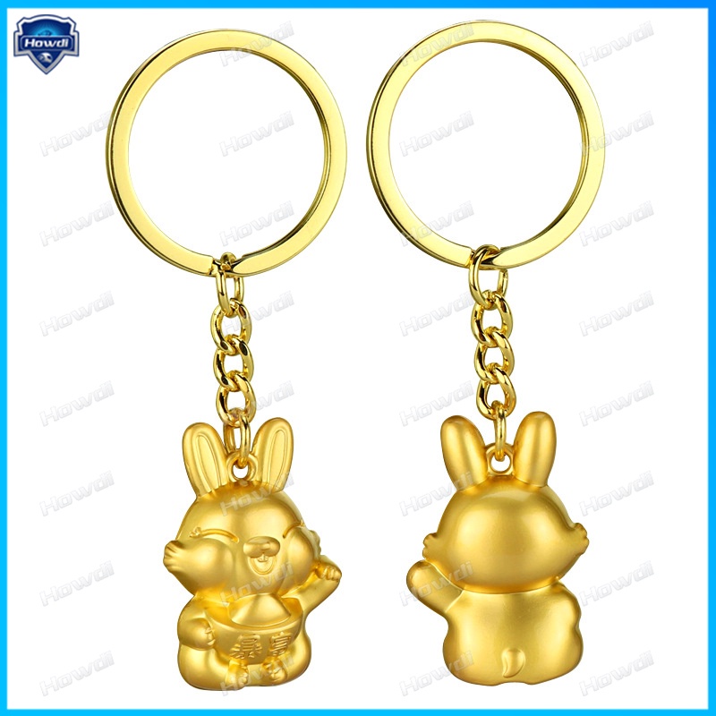 Year of the Rabbit Keychain Yuanbao Rabbit 3D Liontin Kecil Zodiak Kelinci New Year Keychain Gantungan Kunci Mobil