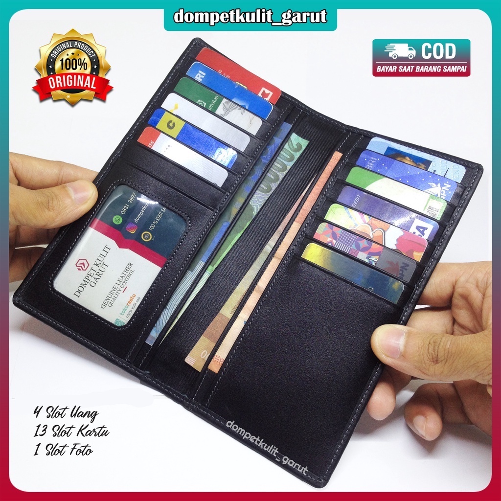 Dompet Kulit Pria ORIGINAL100% Kulit Sapi Asli Garut Model Panjang