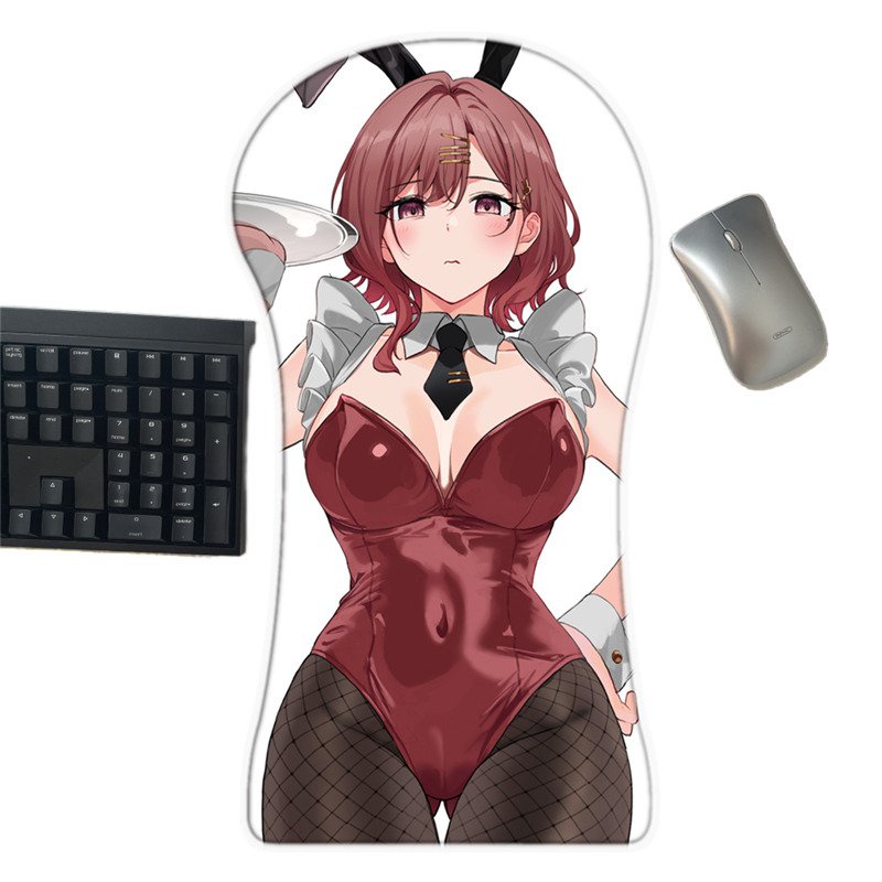 Idolmaster Warna Mengkilap Higuchi Madoka Gadis Kelinci Seksi 3D Sama dengan Tubuh Mouse Pad Anime L