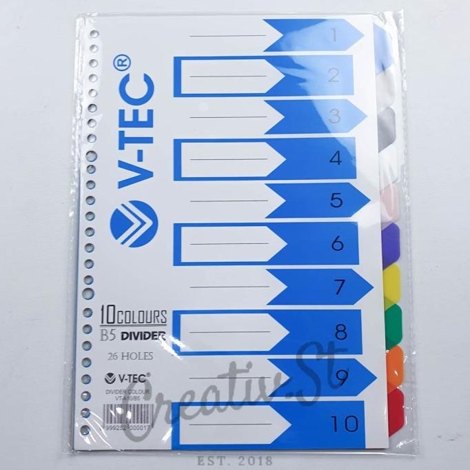 

Pembatas Binder Loose Leaf Cardboard Divider V-Tec A5 B5