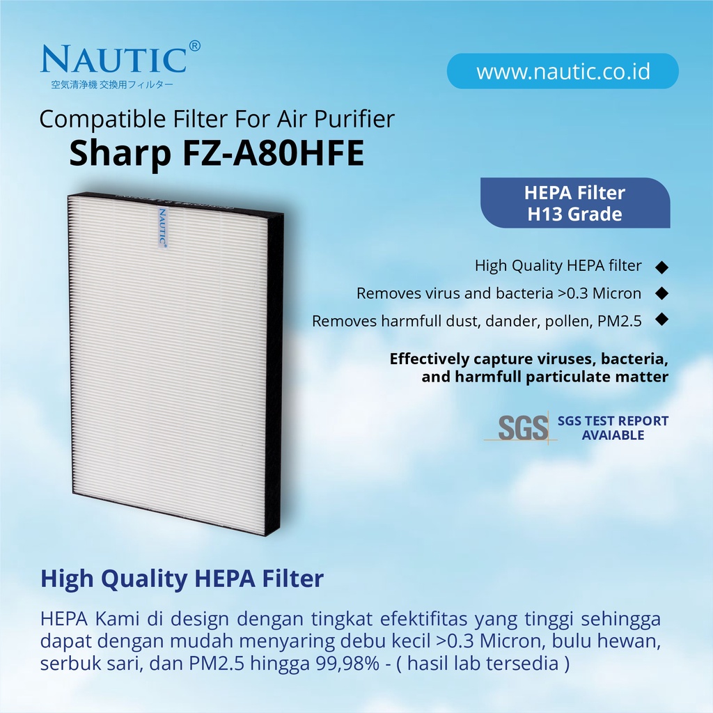 SHARP REPLACEMENT FILTER FZ-A80SFE / FU-A80E / FU-A80Y-W / FU-A80 / FU-A80Y-N