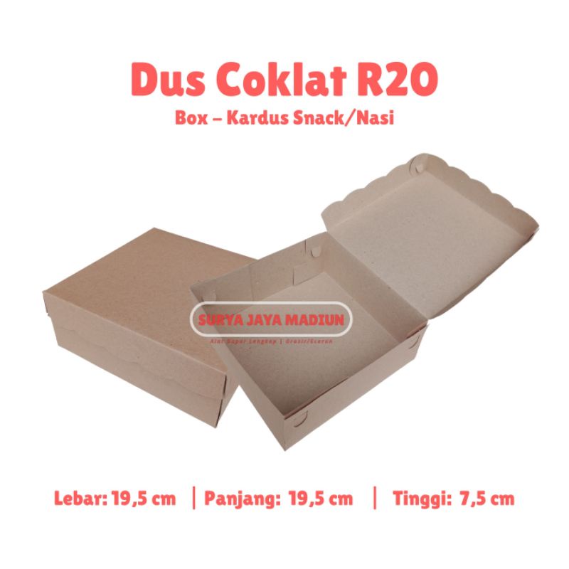 

@50 Pcs Dus Coklat R20 | Kardus Nasi Snack 20 cm | Kraft Paper