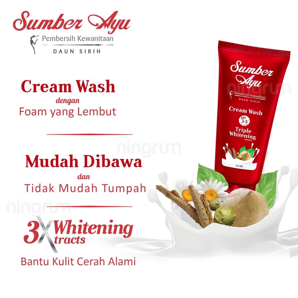 Ningrum - Sumber Ayu Fhw Cream Whitening Extract 40ml &amp; 75ml | Pembersih Kewanitaan Wangi Feminine Hygiene Cream Wash Original BPOM - 7404