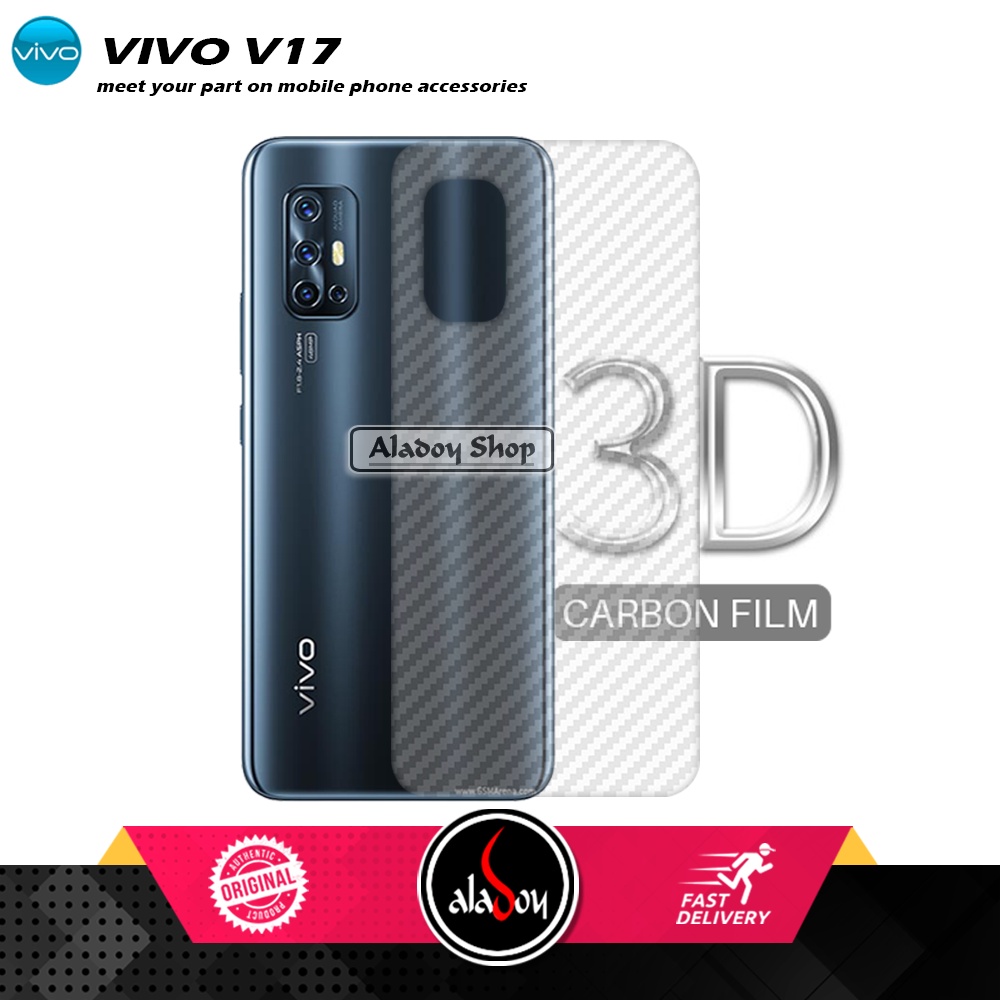 PAKET 3IN1 Anti Gores Blue Matte Anti Glare Vivo V17 Pro + Tempered Glass Camera dan Skin Carbon