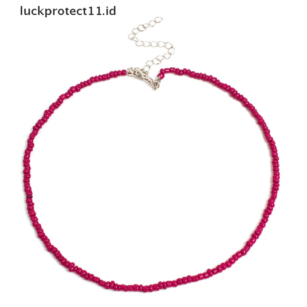 /Fashion Hot// Fashion// Bohemian Handmade Rain Beads Choker Kalung Permen Warna Manik Wanita Perhiasan.