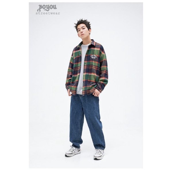 kemeja flanel oversize green &quot;Repture&quot; gaya Korea streetwear premium baju kemeja flanel pria dan wanita