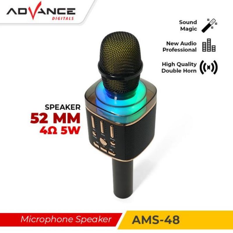 Mic Speaker Advance AMS-18 / AMS-08 / AMS-28 / AMS-38 / AMS-48 / AMS-321 Bluetooth Portable / Speaker Mic Bluetooth karaoke ams18 08 28 38 48 321 Microphone Speaker Oke