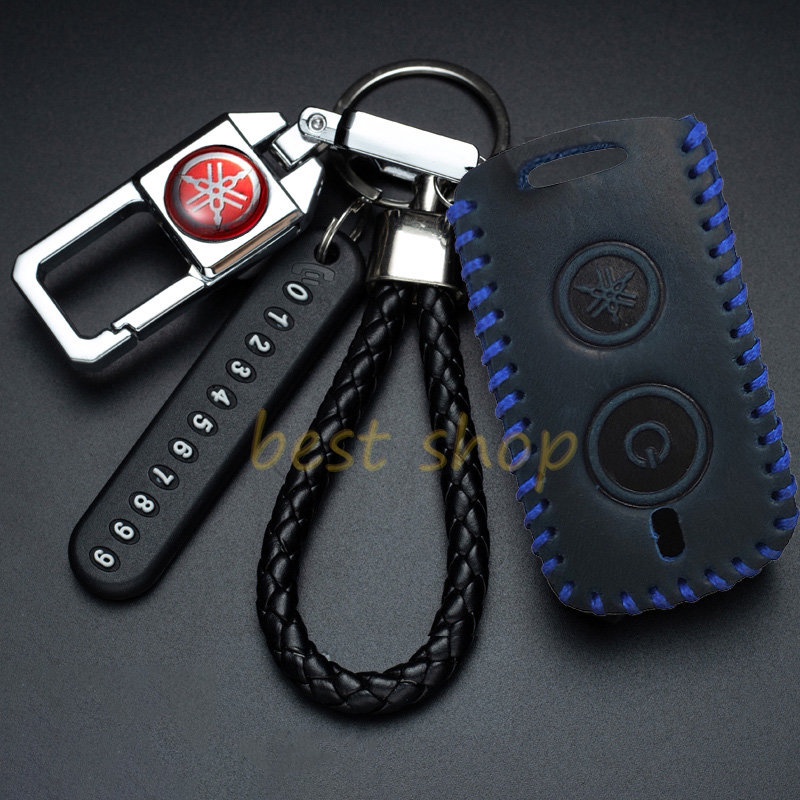 Case Kunci Motor Yamaha y15zr Nmax y16 Xmax y16zr Remote Key Leather Case Cover Dengan Gantungan Kunci