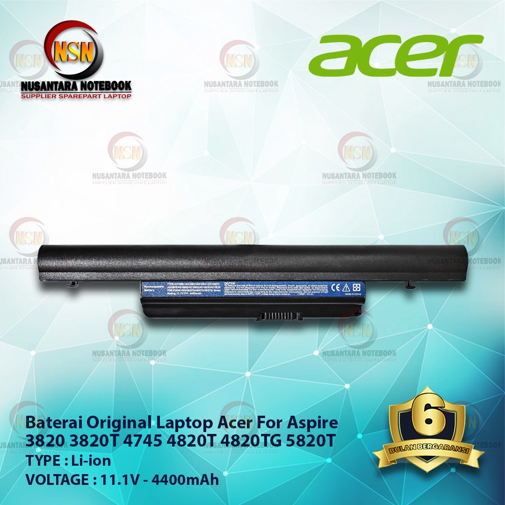 Baterai Acer Aspire Original 3820 3820T 4745 4745G 4820T 4820TG 5820T 11.1 4400mAh