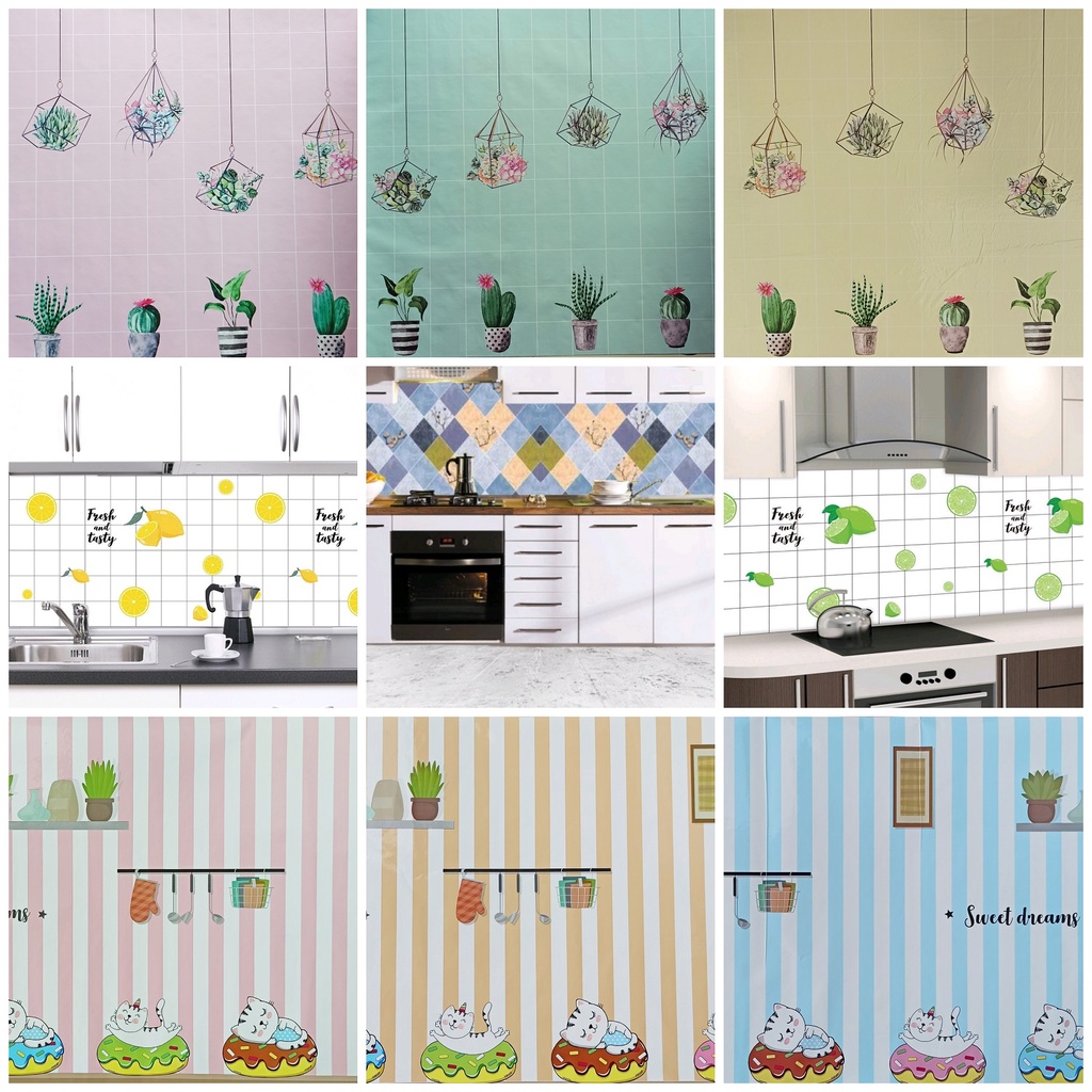WM Shop Wallpaper Dapur Lebar 60cm Stiker Dinding Dapur Anti Noda Tahan Panas