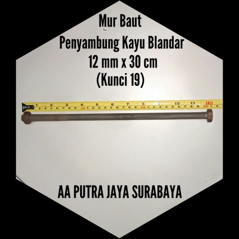 Mur Baut Kunci 19 diameter 13 mm panjang 30 cm penyambung kayu blandar