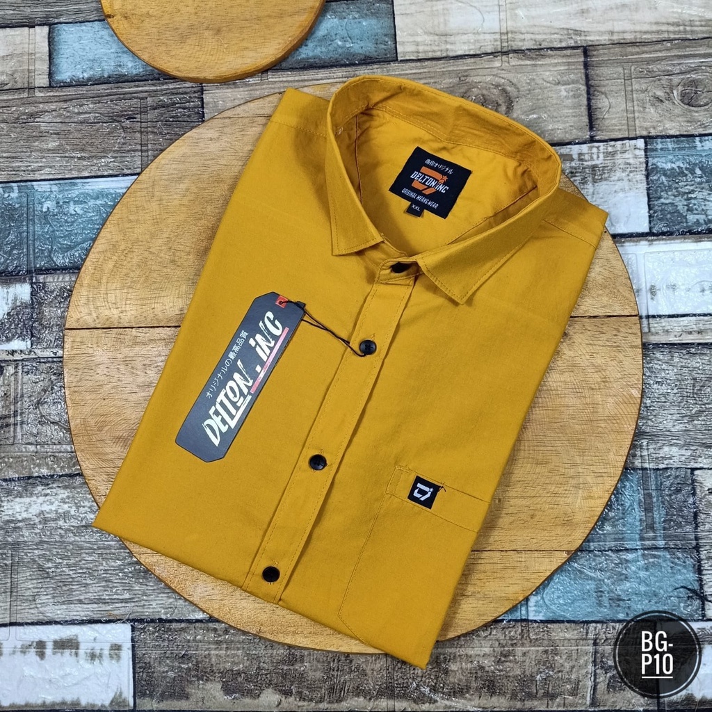 Kemeja Jumbo Pria Lengan Pendek - Hem Polos Cowok Katun 40s