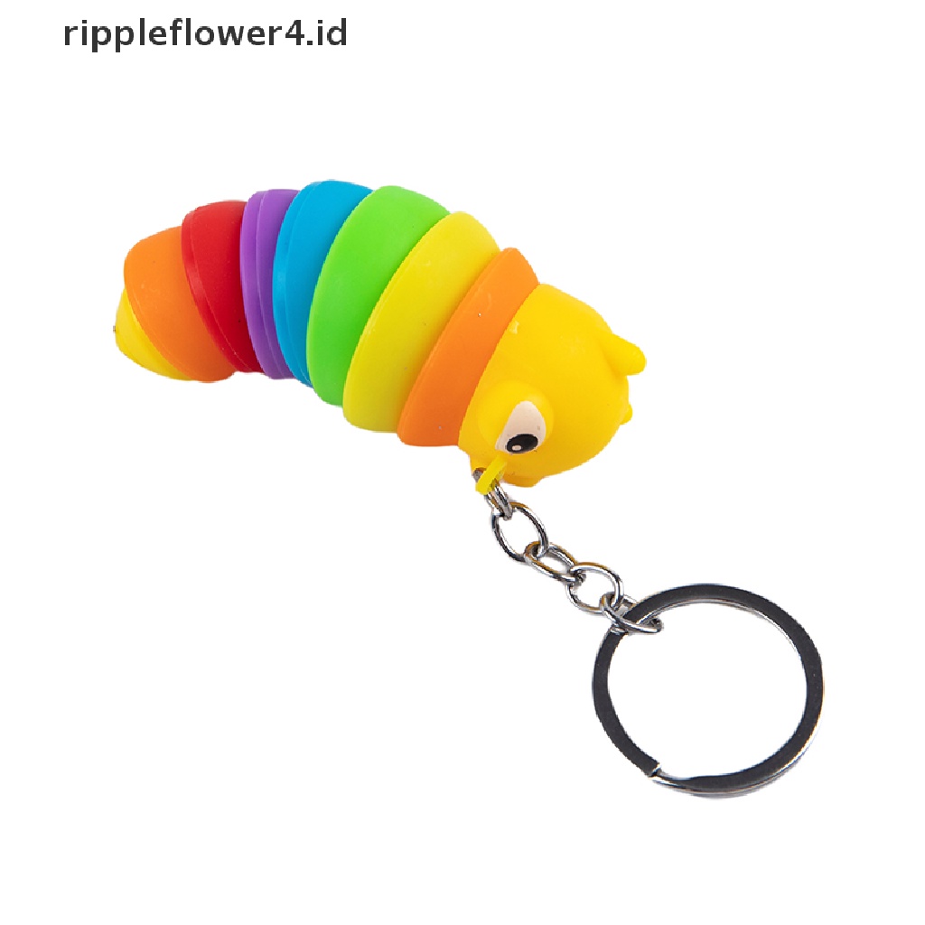 {rippleflower4.id} Mainan Pereda Stres Rantai Kunci Caterpillar Bergerak Mata Besar Lucu Mainan Deion Caterpillar Liontin Anti-Kecemasan Meja Kantor Mainan Hewan Peliharaan~