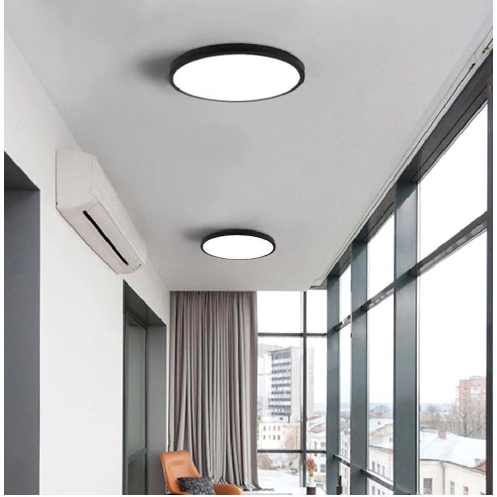 Lampu LED Plafon Modern Ceiling Light 18W 30cm Dimmable + Remote Control - Black - 7RLLCUBK