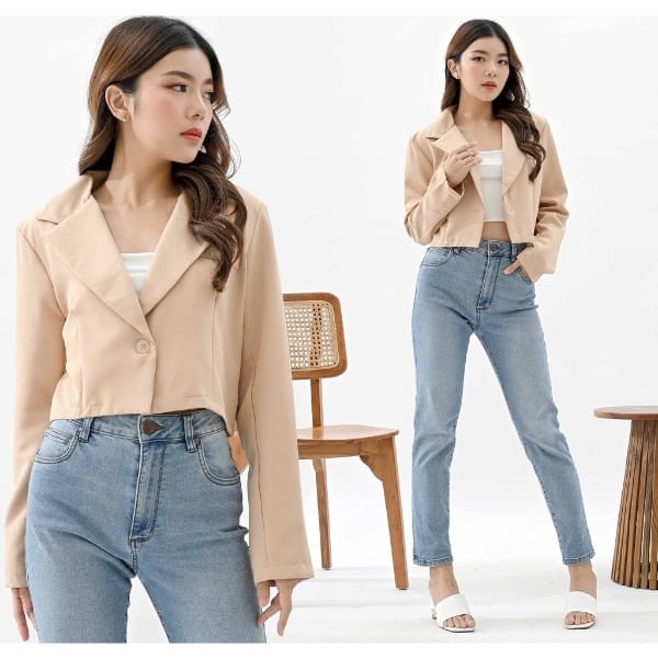 SALE ! Nara Blazer Crop - Outer Blazer Kerja Wanita - Blazer Wanita Crop Korea