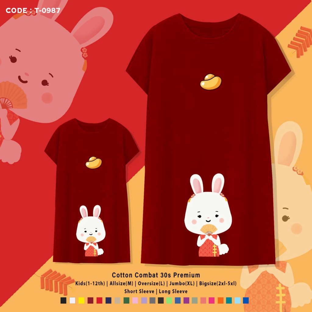 Dress Santai Rabbit Girl Khionghi / Atasan Dress Santai Wanita Imlek