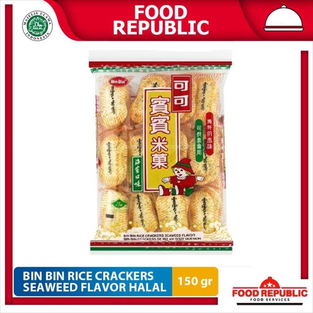 Jual Bin Bin Rice Crackers Seaweed 150 gr Rasa Rumput Laut Non MSG
