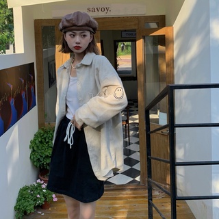 [chaoo.id]Corduroy Shirt Kemeja Lengan Panjang Wanita Retro Korean Style baju atasan wanita Oversize Import kekinian ootd