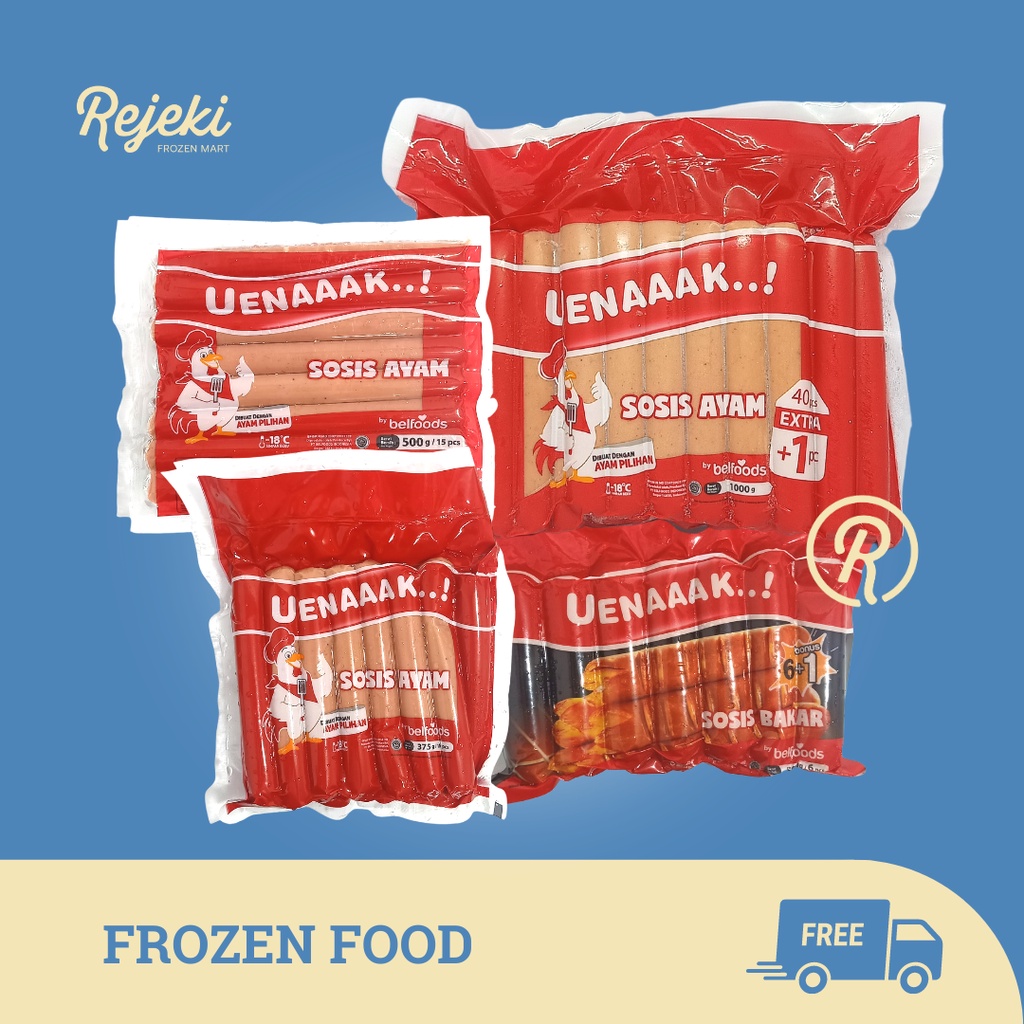 

Belfoods Uenak Sosis Ayam - Sosis Bakar - Rejeki Frozen Mart