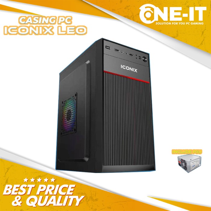 CASE ICONIX LEO FREE PSU 500W CASING PC Komputer