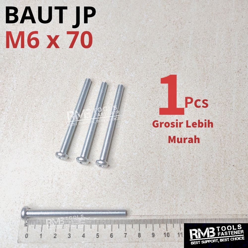 Baut JP M6x70 Baut Pentol Pan Machine Screw Obeng Plus + M6