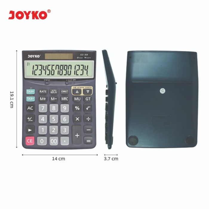 

CALCULATOR KALKULATOR JOYKO CC-33 14 DIGITS CHECK CORRECT RATE TAX #ORIGINAL
